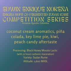 Edwin Enrique Noreña · Black Honey Sudan Rume · Enigma Hops Co-Ferment