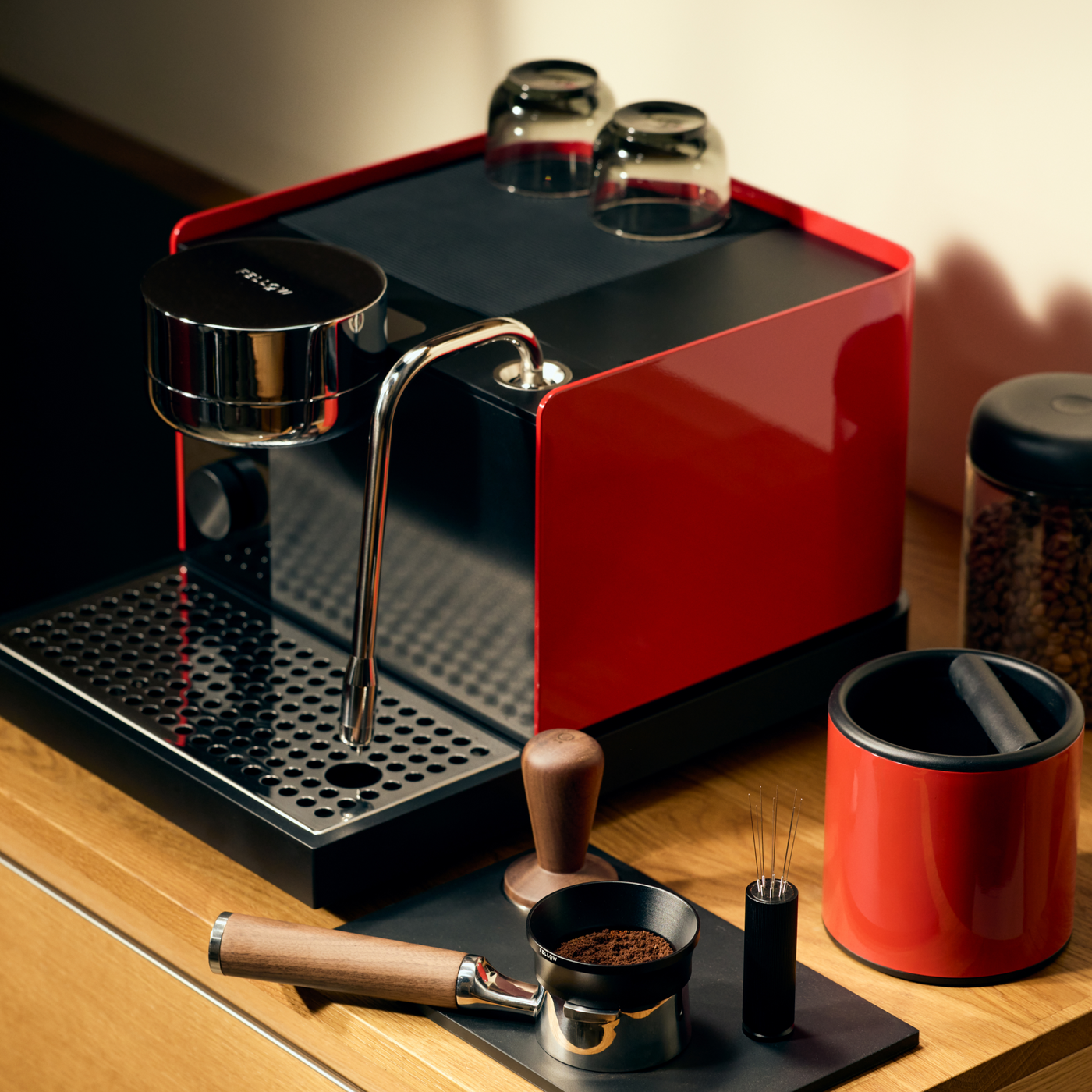 Fellow Espresso Series 1 - Cherry Red, side angle
